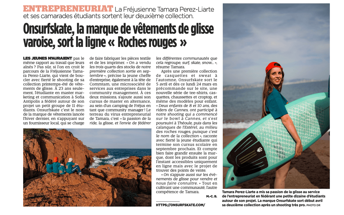Le Var Matin X Onsurfskate avec sa collection ROCHES ROUGES
